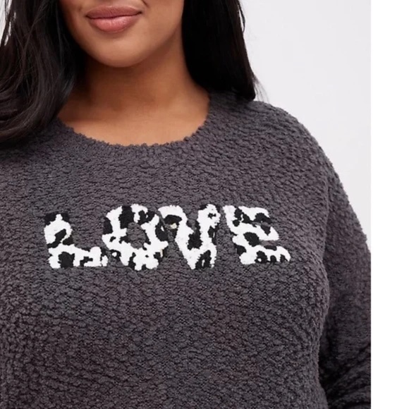 Torrid Gray Boucle Knit LOVE Graphic Sweater (H1) - Picture 3 of 16